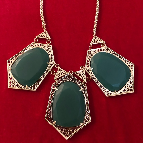 Kendra Scott Jewelry - HTF Kendra Scott Nadeline Necklace matte green